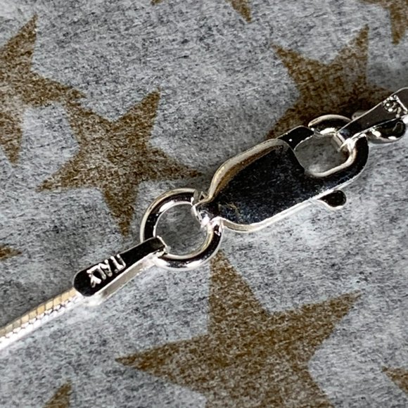 NEW 18" Real Silver Square Snake Chain & Bead Stationed Necklace - Picture 6 of 7